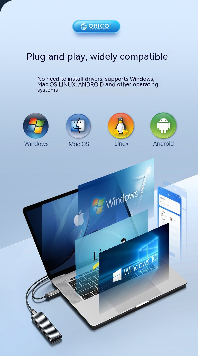 10Gbps USB-C External SSD Enclosure – Dual Drive for PC & Mac