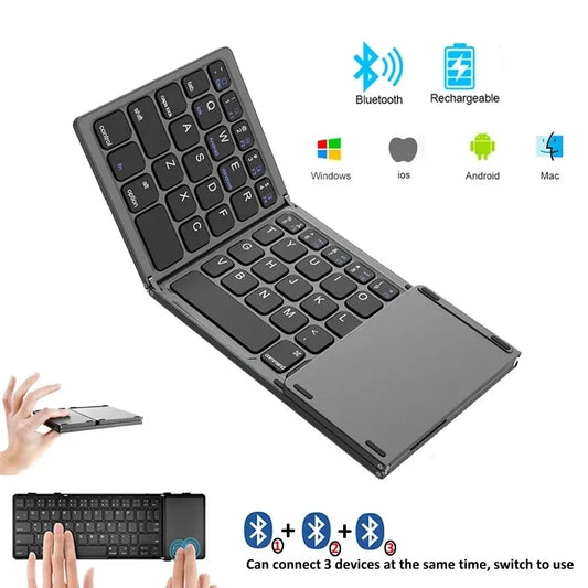 Mini Foldable Bluetooth Keyboard with Touchpad – Ultra Compact & Rechargeable for PC, iPad, Android and Smartphone | Freshbox Tech 
