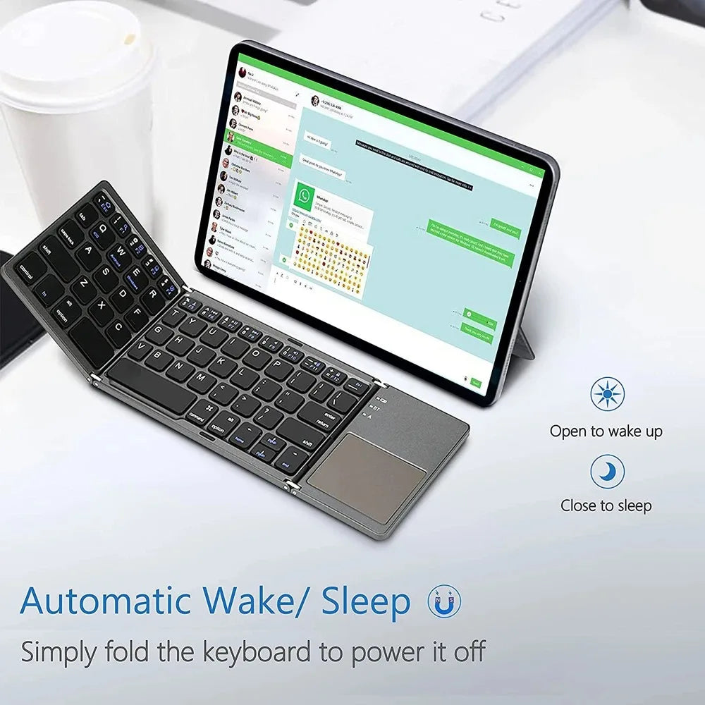 Mini Clavier Bluetooth Pliable avec Touchpad – Ultra Compact & Rechargeable pour PC, iPad, Android et Smartphone | Freshbox Tech