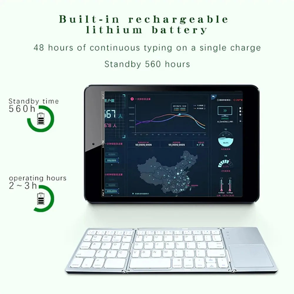 Mini Clavier Bluetooth Pliable avec Touchpad – Ultra Compact & Rechargeable pour PC, iPad, Android et Smartphone | Freshbox Tech