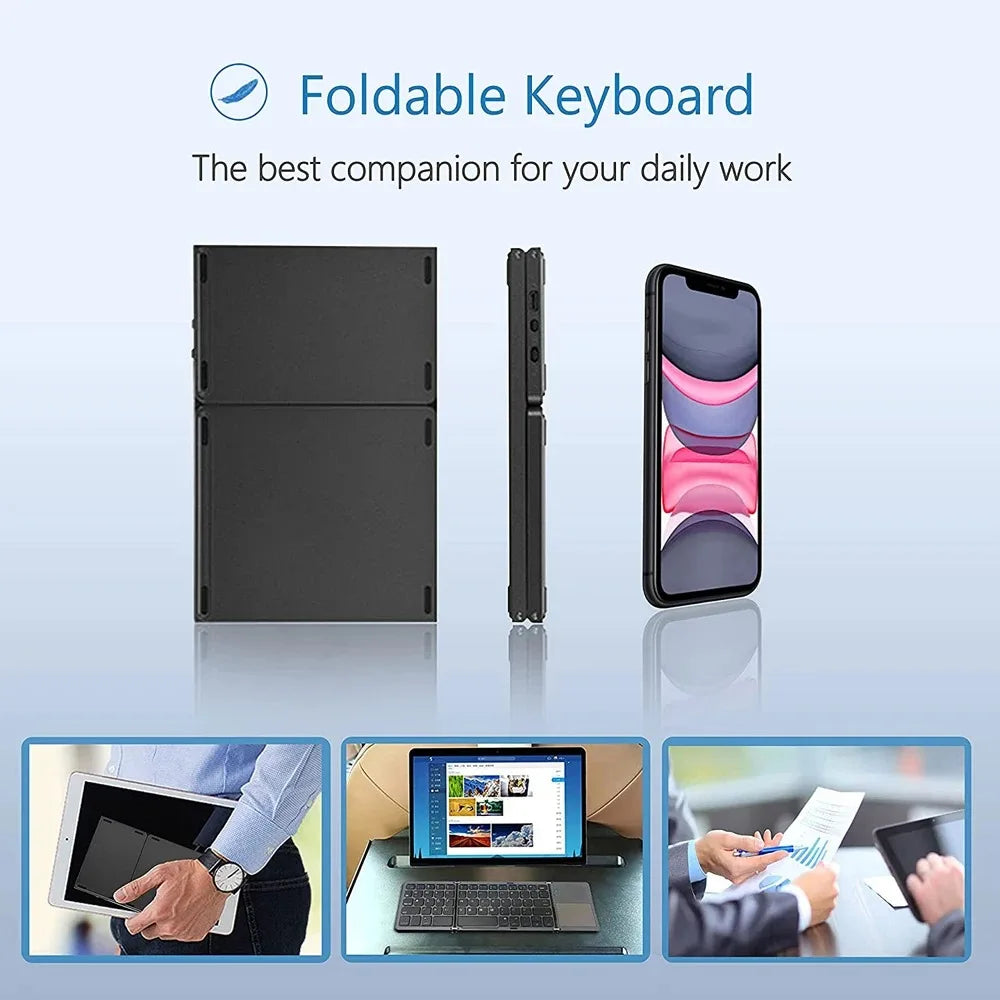 Mini Clavier Bluetooth Pliable avec Touchpad – Ultra Compact & Rechargeable pour PC, iPad, Android et Smartphone | Freshbox Tech