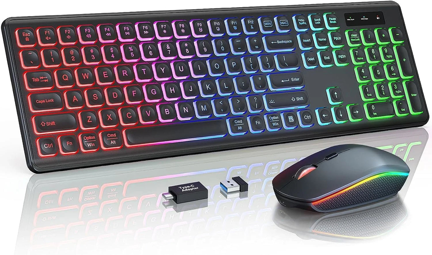 GB Wireless Keyboard & Mouse Combo – Rechargeable Gaming Set